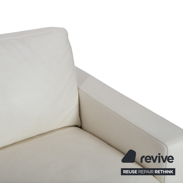 Machalke Leather Corner Sofa Cream White Sofa Couch Adjustable Headrest