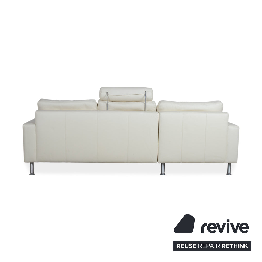 Machalke Leather Corner Sofa Cream White Sofa Couch Adjustable Headrest