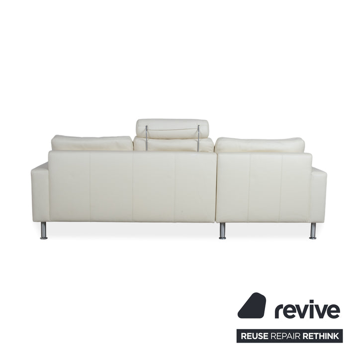 Machalke Leather Corner Sofa Cream White Sofa Couch Adjustable Headrest