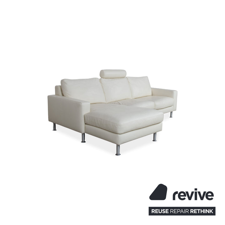 Machalke Leather Corner Sofa Cream White Sofa Couch Adjustable Headrest