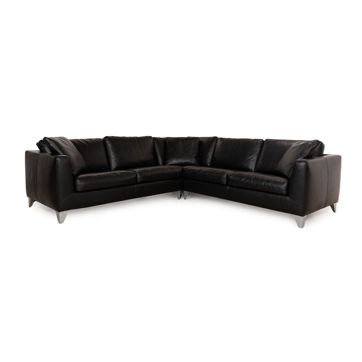 Machalke Leather Corner Sofa Black Sofa Couch