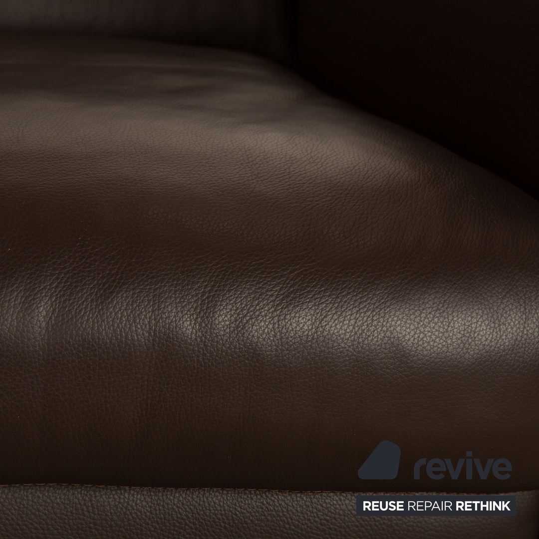 Fauteuil en cuir Machalke marron marron foncé