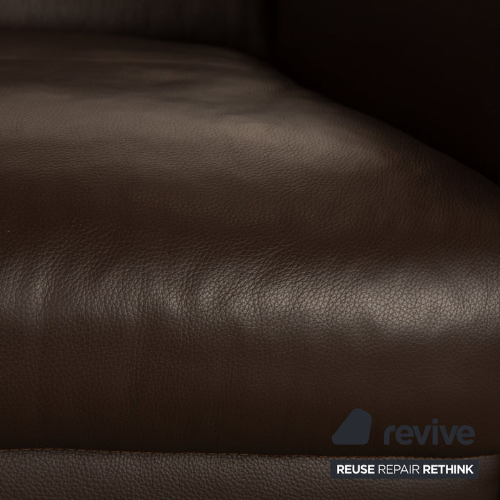Fauteuil en cuir Machalke marron marron foncé
