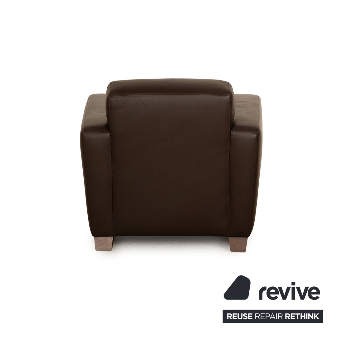 Fauteuil en cuir Machalke marron marron foncé