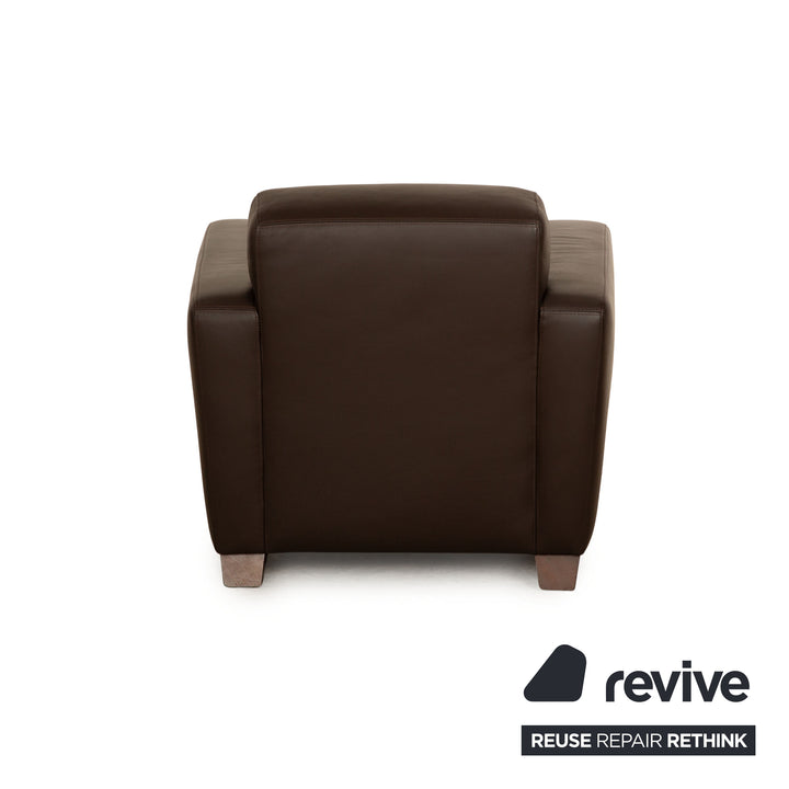 Fauteuil en cuir Machalke marron marron foncé
