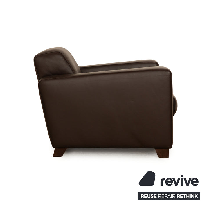 Fauteuil en cuir Machalke marron marron foncé