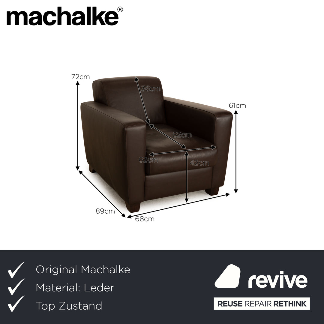 Fauteuil en cuir Machalke marron marron foncé