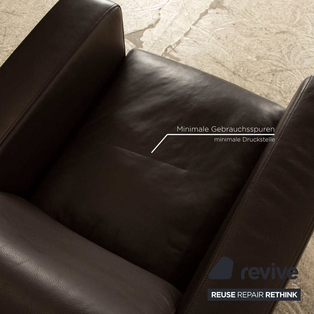 Fauteuil en cuir Machalke marron marron foncé