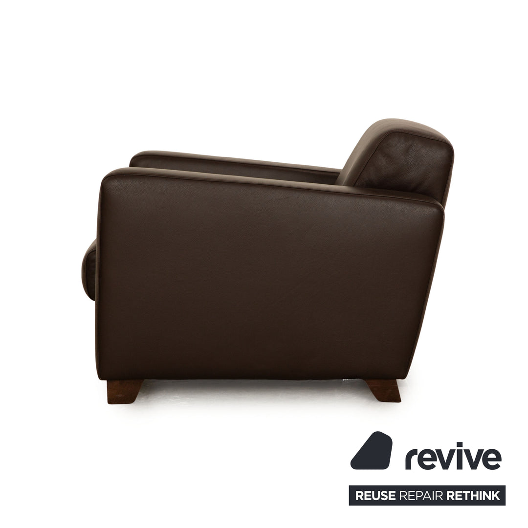 Fauteuil en cuir Machalke marron marron foncé