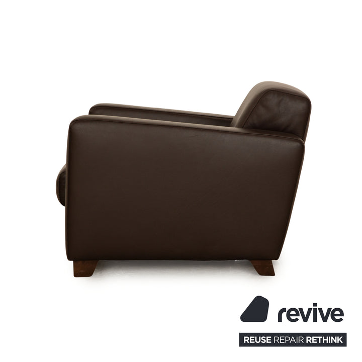 Fauteuil en cuir Machalke marron marron foncé