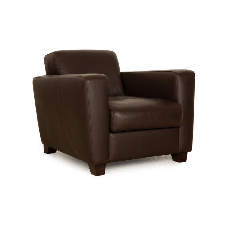 Fauteuil en cuir Machalke marron marron foncé