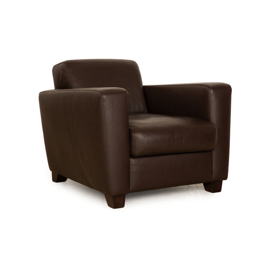 Fauteuil en cuir Machalke marron marron foncé