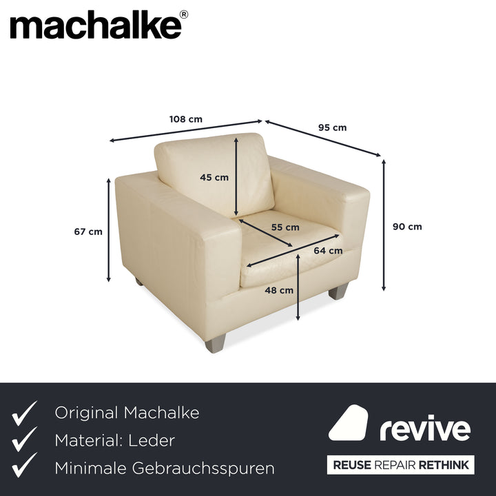 Fauteuil en cuir Machalke blanc crème