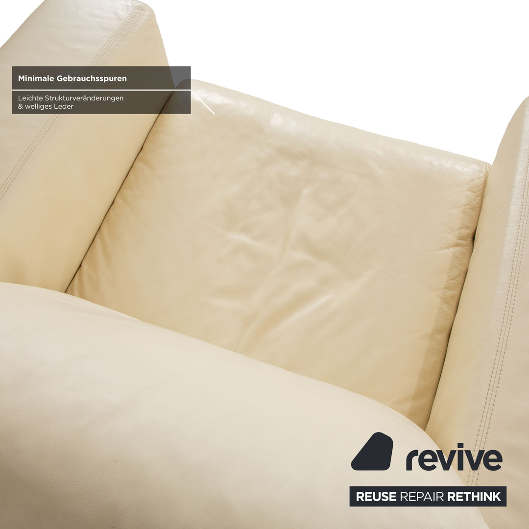 Fauteuil en cuir Machalke blanc crème