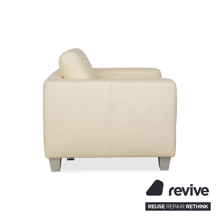 Fauteuil en cuir Machalke blanc crème