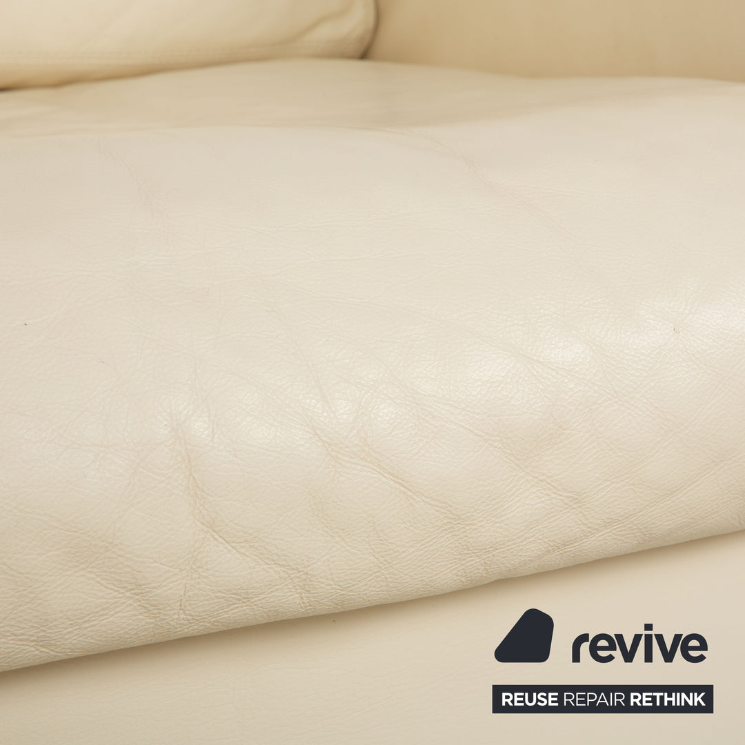 Fauteuil en cuir Machalke blanc crème
