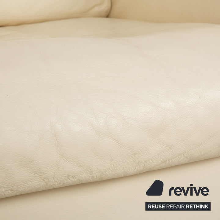 Fauteuil en cuir Machalke blanc crème