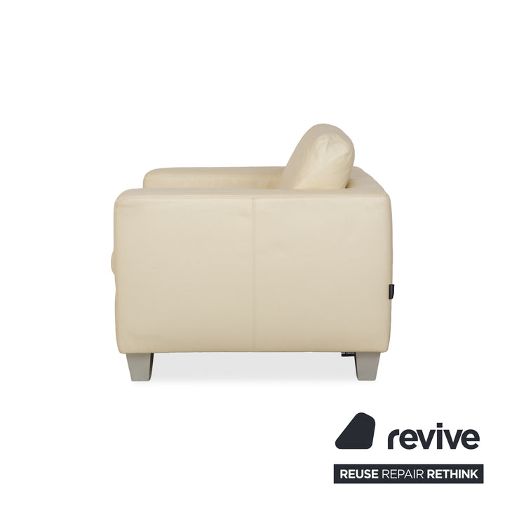 Fauteuil en cuir Machalke blanc crème