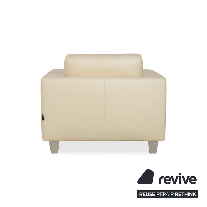 Fauteuil en cuir Machalke blanc crème