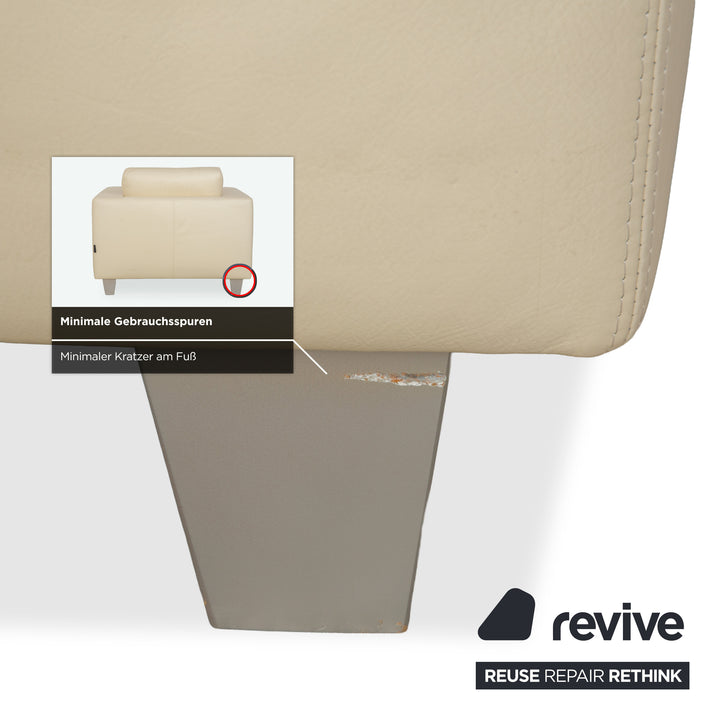 Fauteuil en cuir Machalke blanc crème