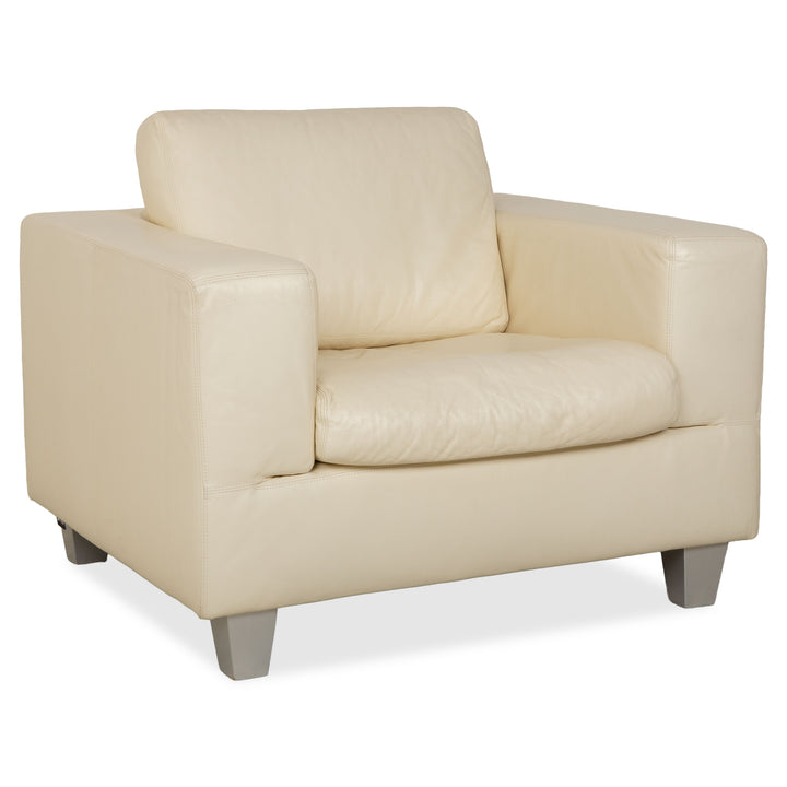 Fauteuil en cuir Machalke blanc crème