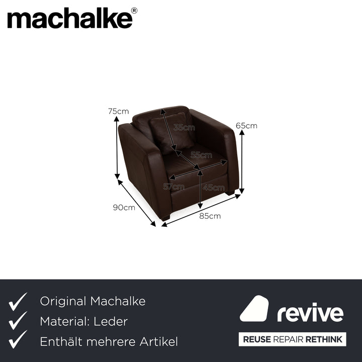 Machalke Leather Armchair Set Brown 2x Armchairs