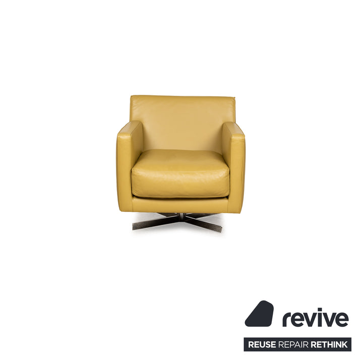 Fauteuil en cuir Machalke jaune vert fonction manuelle