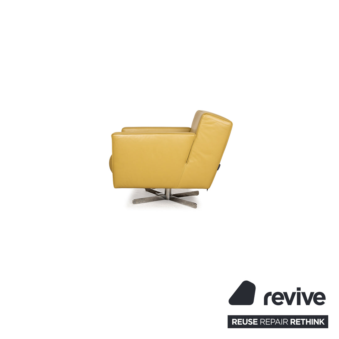 Fauteuil en cuir Machalke jaune vert fonction manuelle