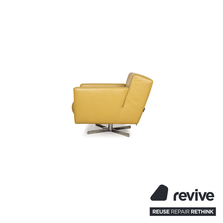 Fauteuil en cuir Machalke jaune vert fonction manuelle