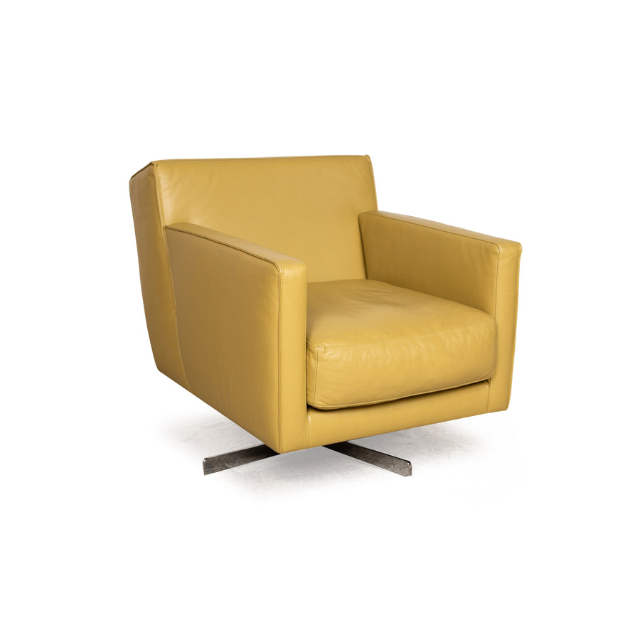 Fauteuil en cuir Machalke jaune vert fonction manuelle