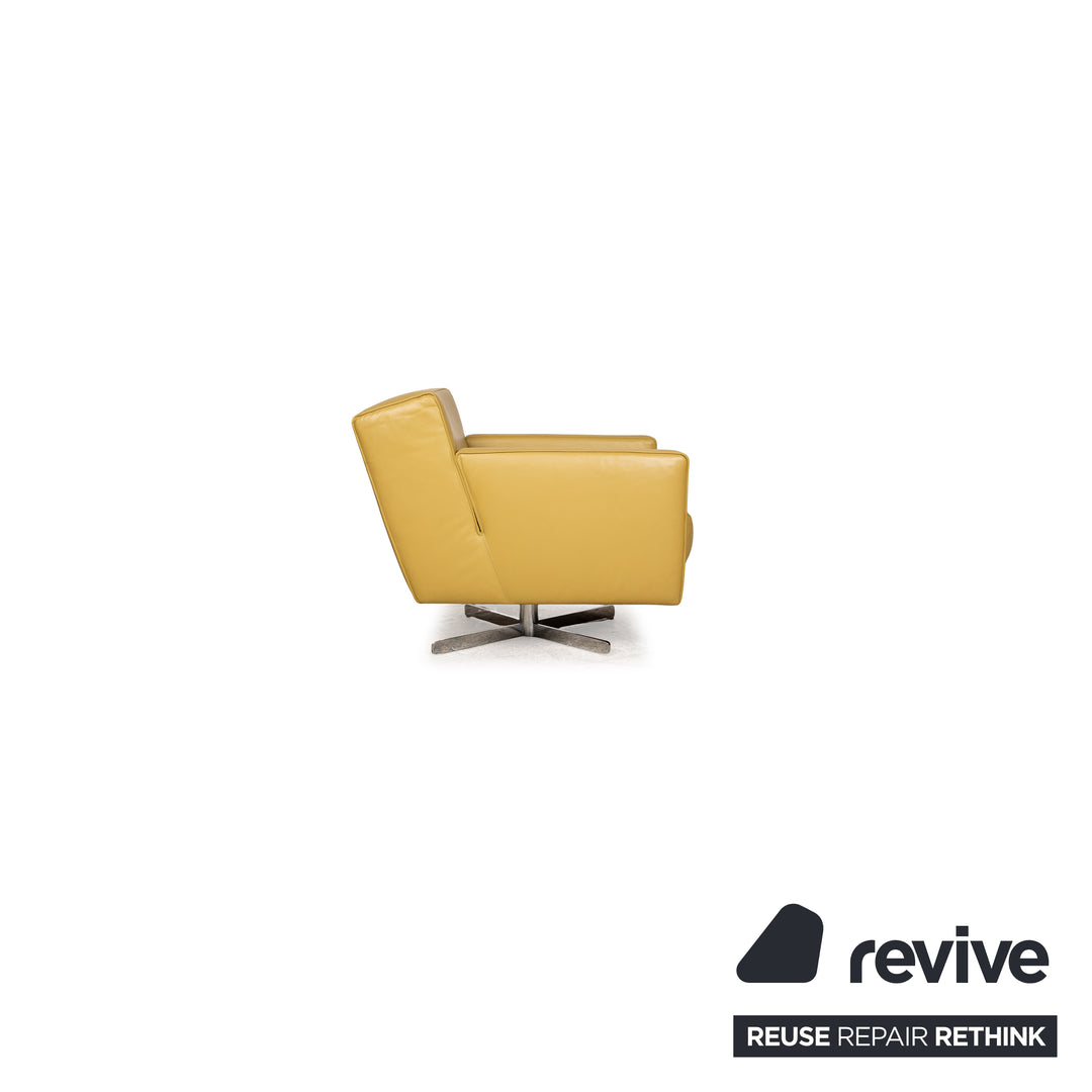 Fauteuil en cuir Machalke jaune vert fonction manuelle