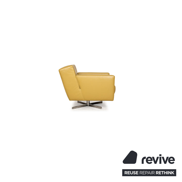 Fauteuil en cuir Machalke jaune vert fonction manuelle