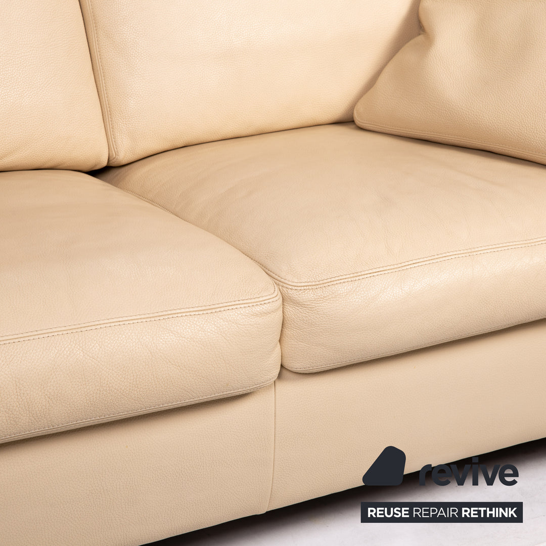 Machalke Leather Sofa Beige Two Seater Couch #14786