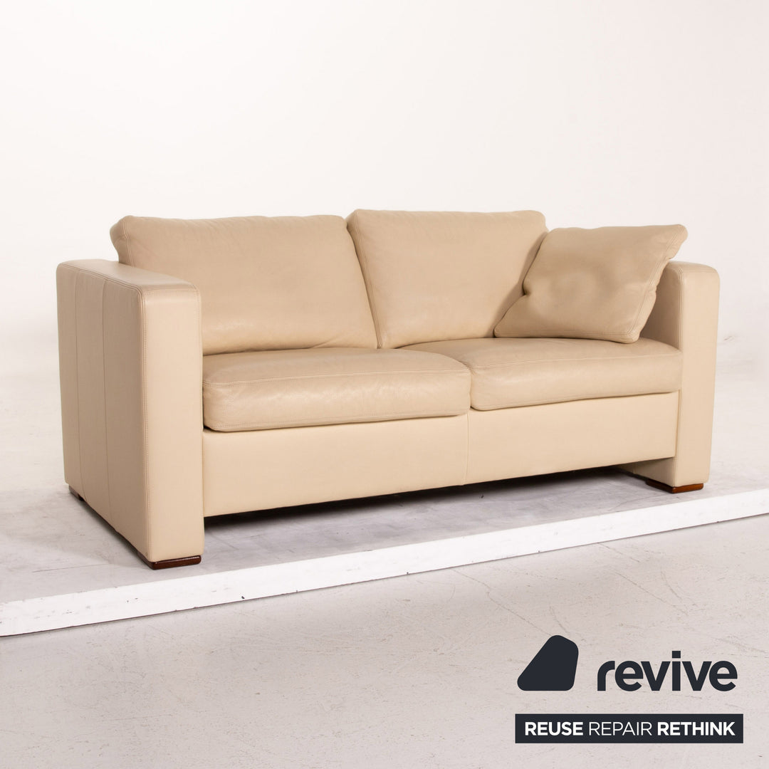 Machalke Leather Sofa Beige Two Seater Couch #14786