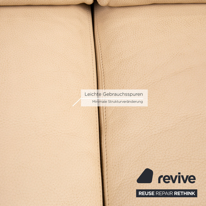 Machalke Leather Sofa Beige Two Seater Couch #14786