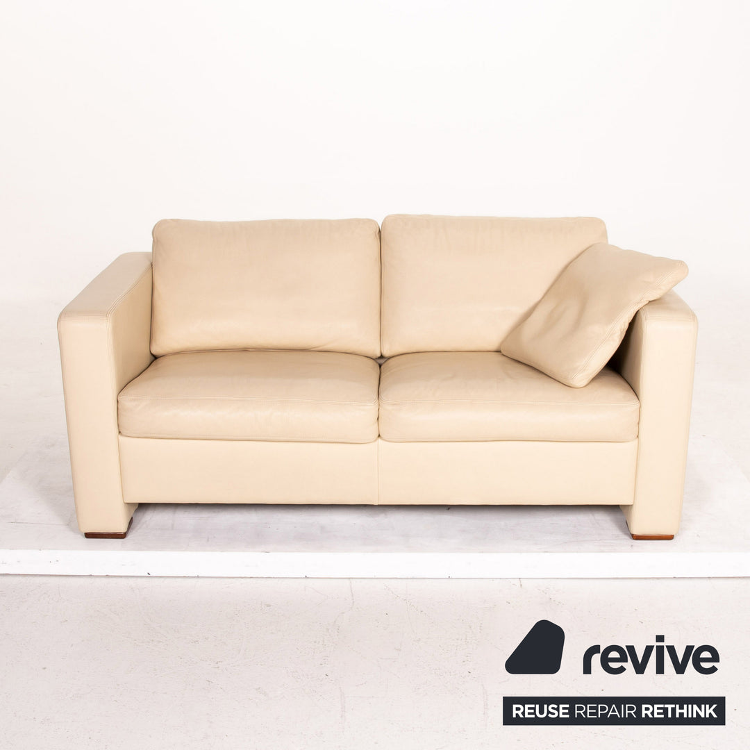Machalke Leather Sofa Beige Two Seater Couch #14786