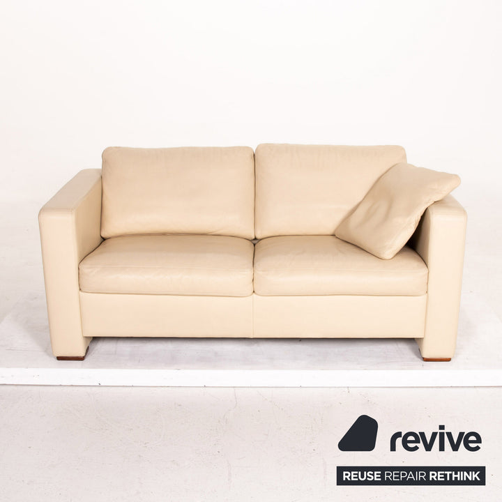 Machalke Leather Sofa Beige Two Seater Couch #14786
