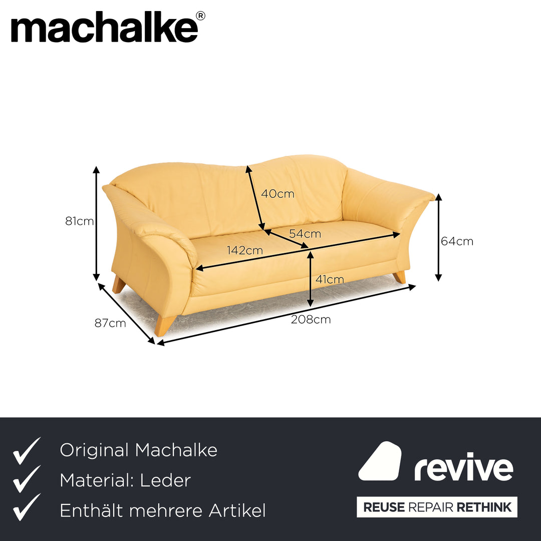 Machalke leather sofa set cream beige 2x two-seater couch