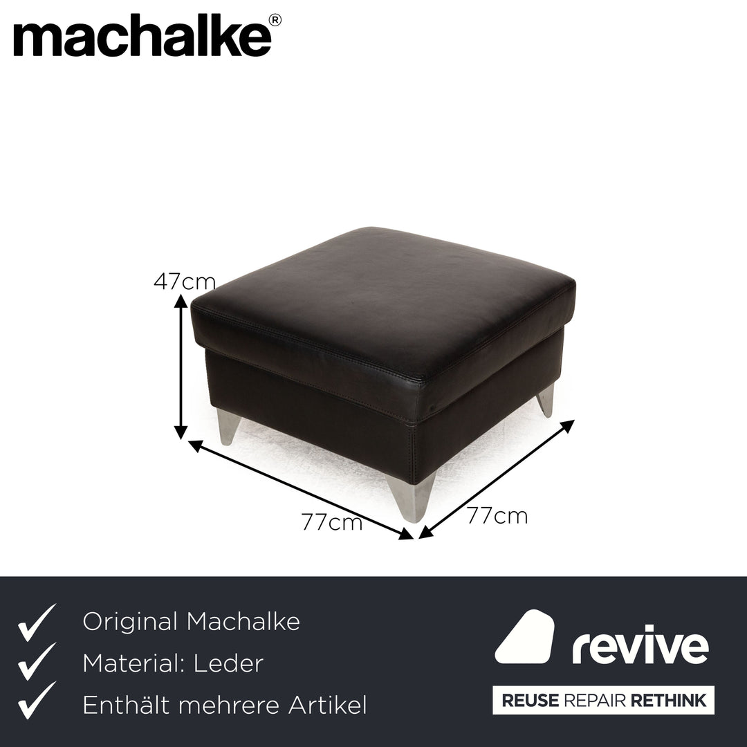Machalke Leder Sofa Garnitur Schwarz Hocker Ecksofa