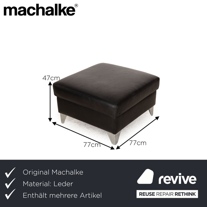 Machalke Leder Sofa Garnitur Schwarz Hocker Ecksofa