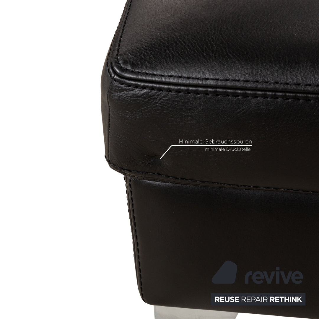 Machalke Leder Sofa Garnitur Schwarz Hocker Ecksofa