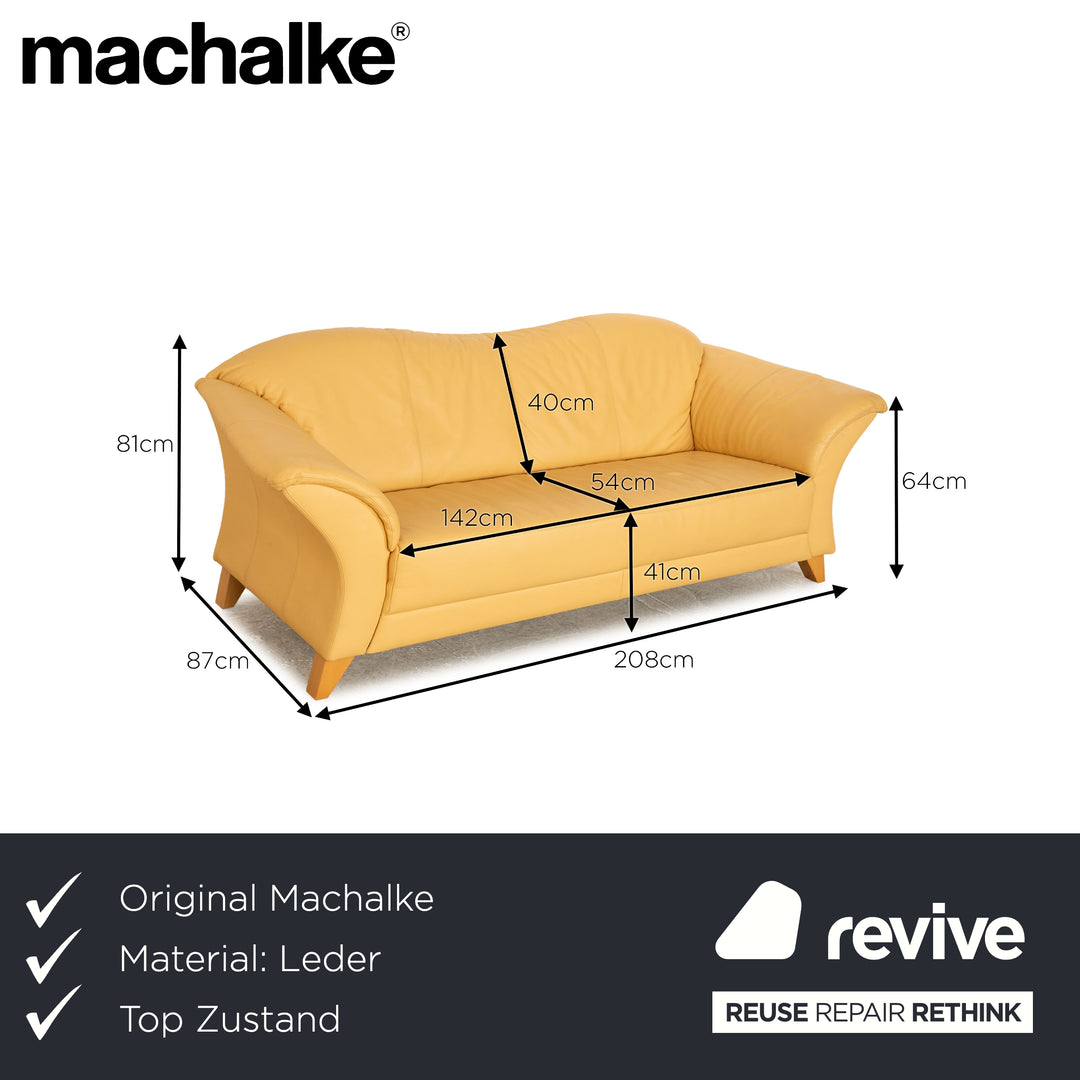 Machalke Leather Two Seater Cream Beige Sofa Couch