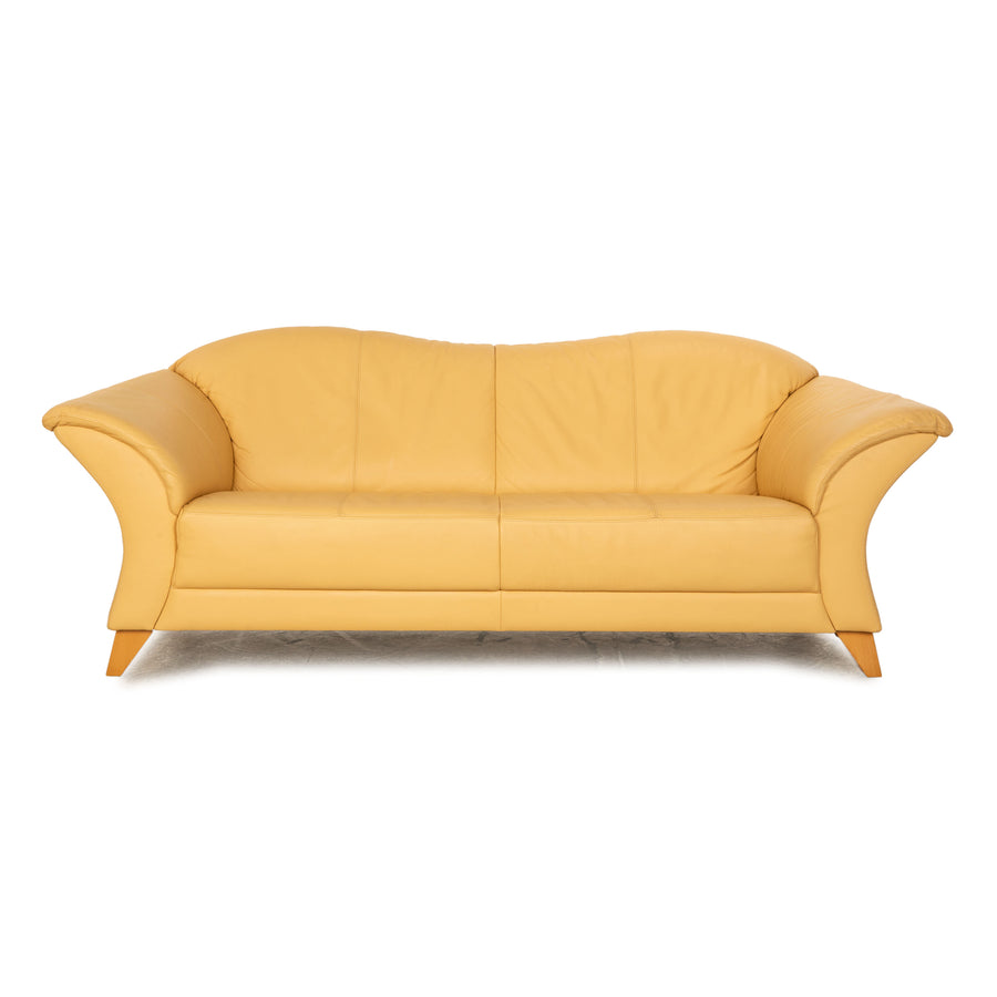 Machalke Leder Zweisitzer Creme Beige Sofa Couch