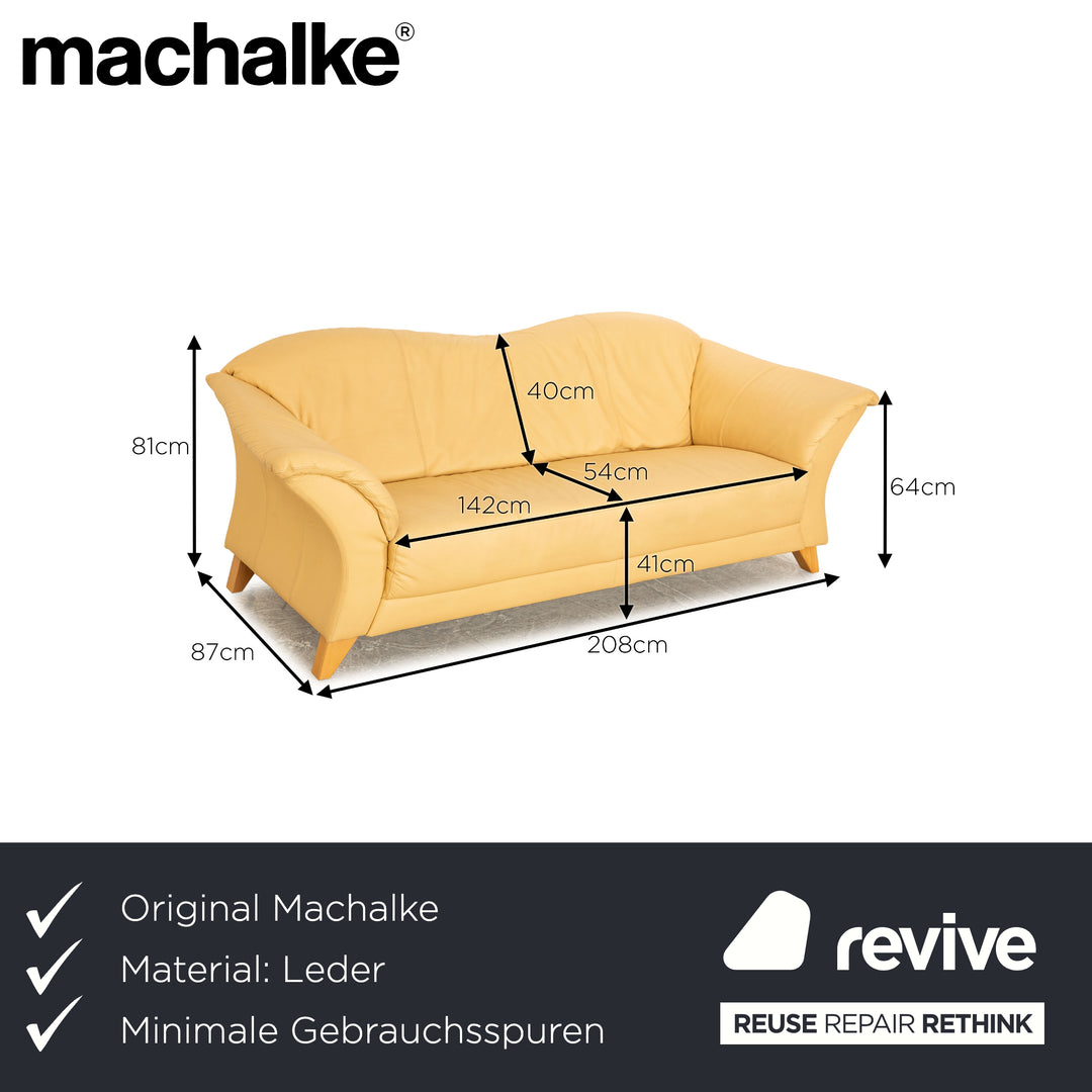Machalke Leather Two Seater Cream Beige Sofa Couch
