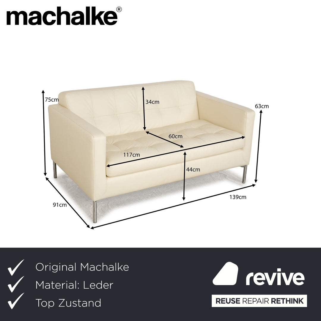 Machalke Leather Two-Seater Cream Sofa Couch