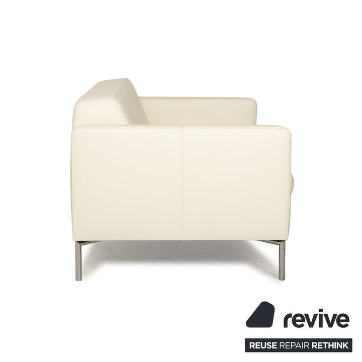 Machalke Leather Two-Seater Cream Sofa Couch