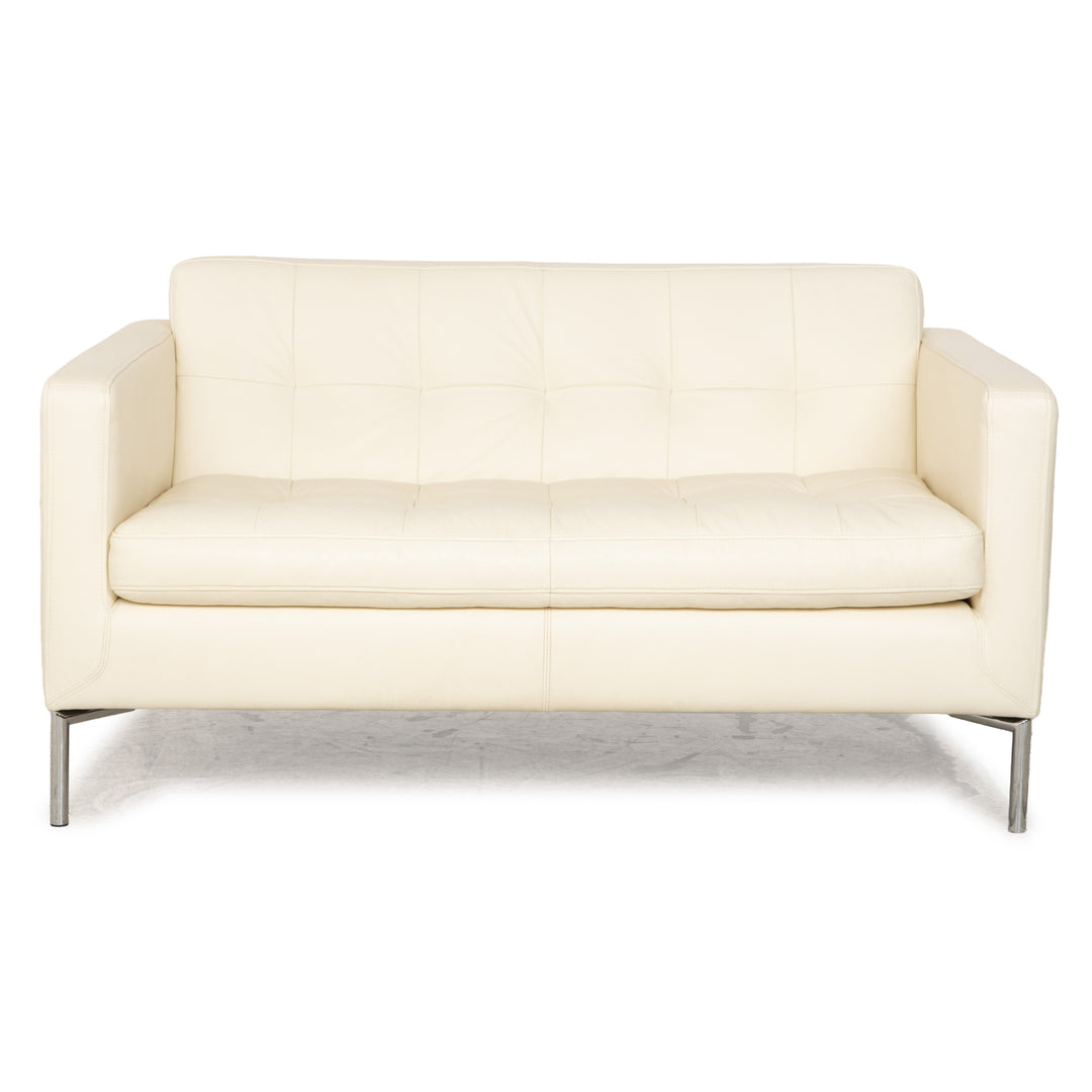 Machalke Leather Two-Seater Cream Sofa Couch