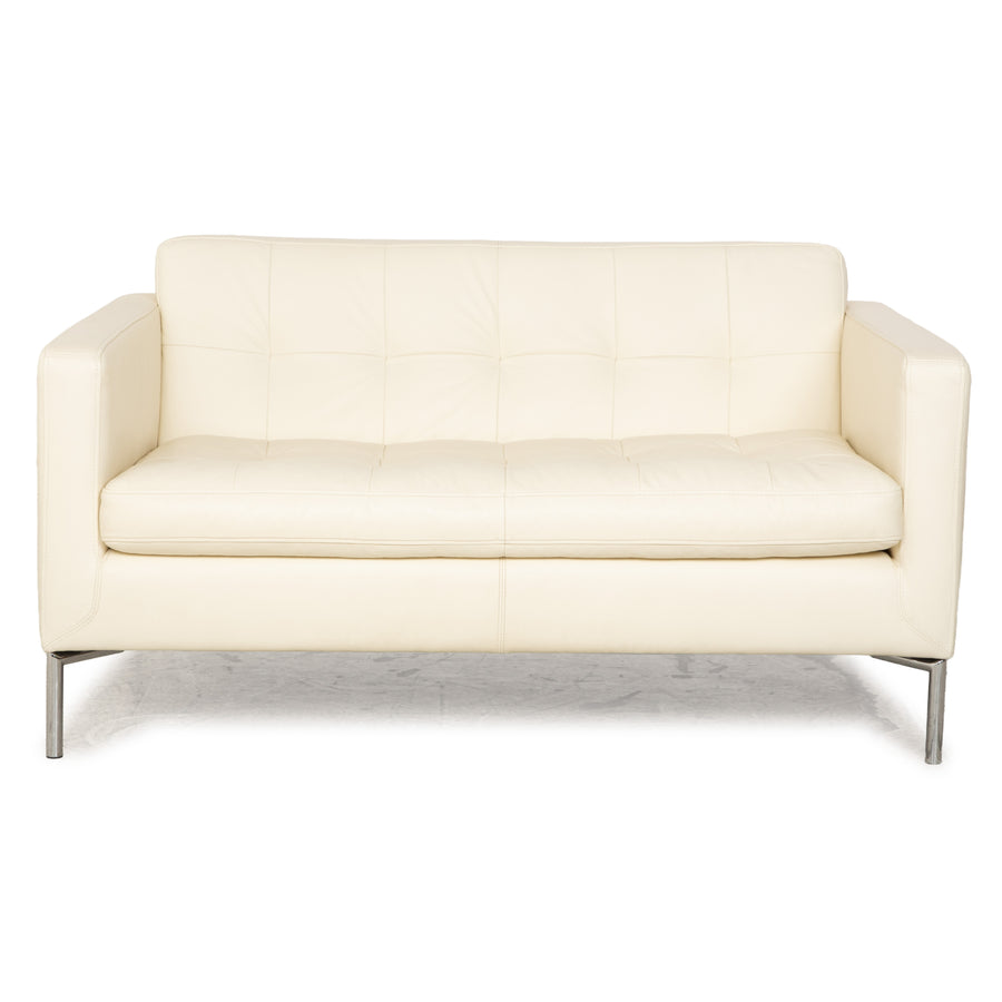 Machalke Leather Two-Seater Cream Sofa Couch