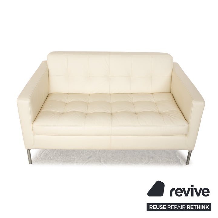 Machalke Leather Two-Seater Cream Sofa Couch