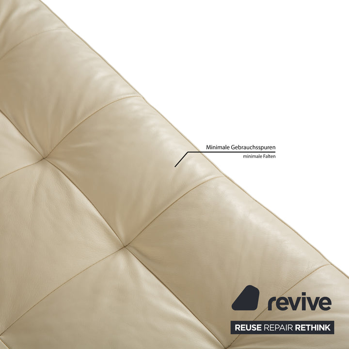 Machalke Leather Two-Seater Cream Sofa Couch